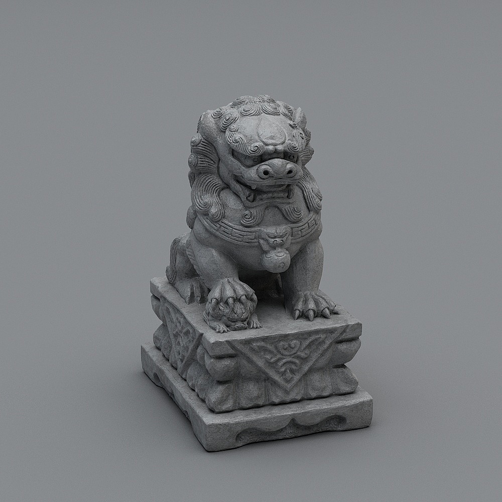 Vivid Stone Lion 3D Model