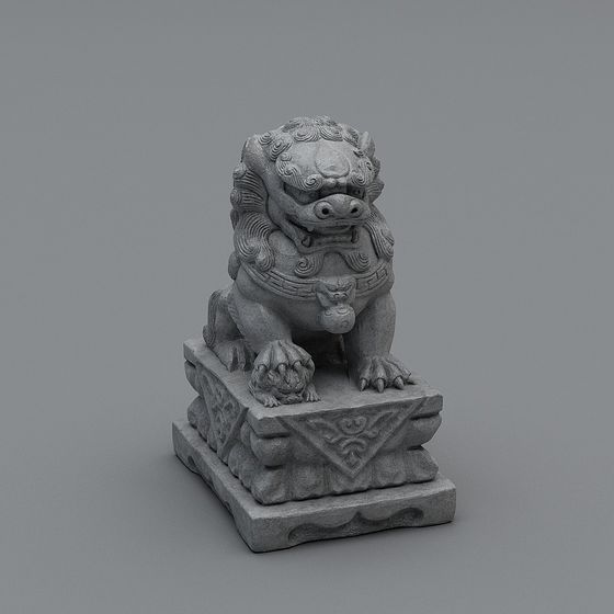 Vivid Stone Lion 3D Model