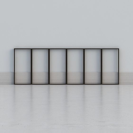 Minimalist Black Frame Glass Wall 3D model