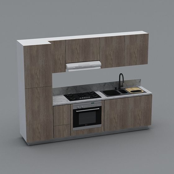 Modern Low-Polygon Kitchen Design 3D model