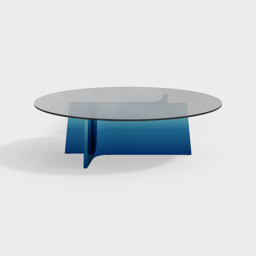 Luminous Round Table 3D Model – Minimalist Blue Glass Design