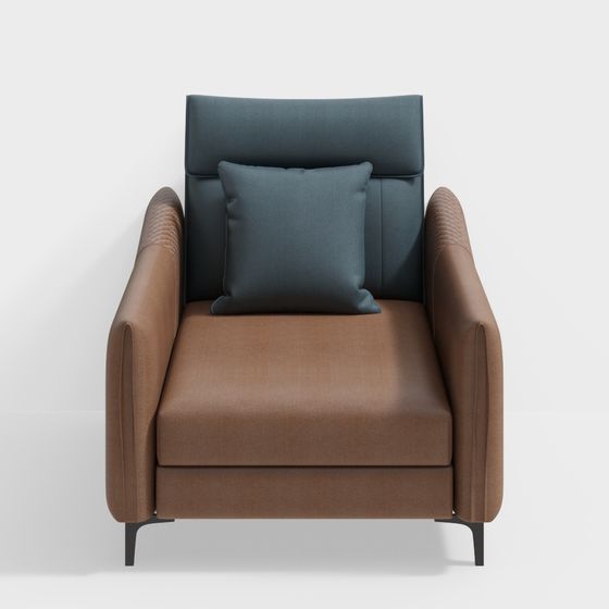 Elegant Leather and Fabric Armchair 3D model