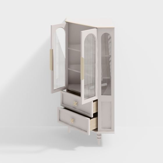 Elegant Low-Poly Storage Cabinet 3D model