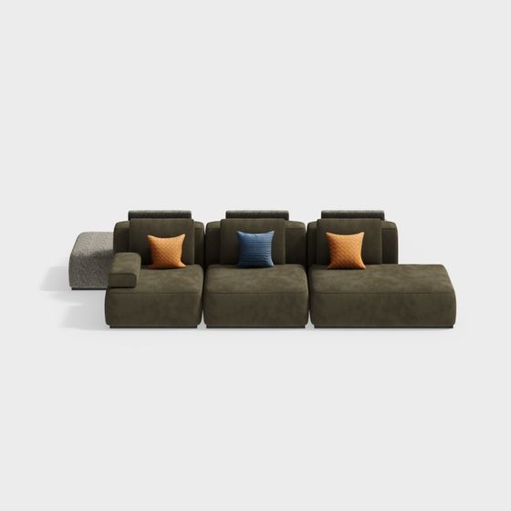Stylish Low-Poly 3D Sofa Model for Modern Interiors
