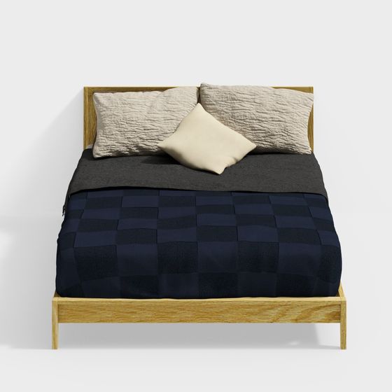 Elegant Low-Polygon Bed Frame 3D model for Modern Spaces