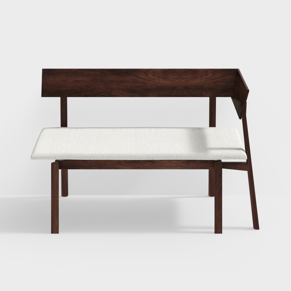 Urban Leisure Bench 3D Model – Low-Poly Wood & Fabric