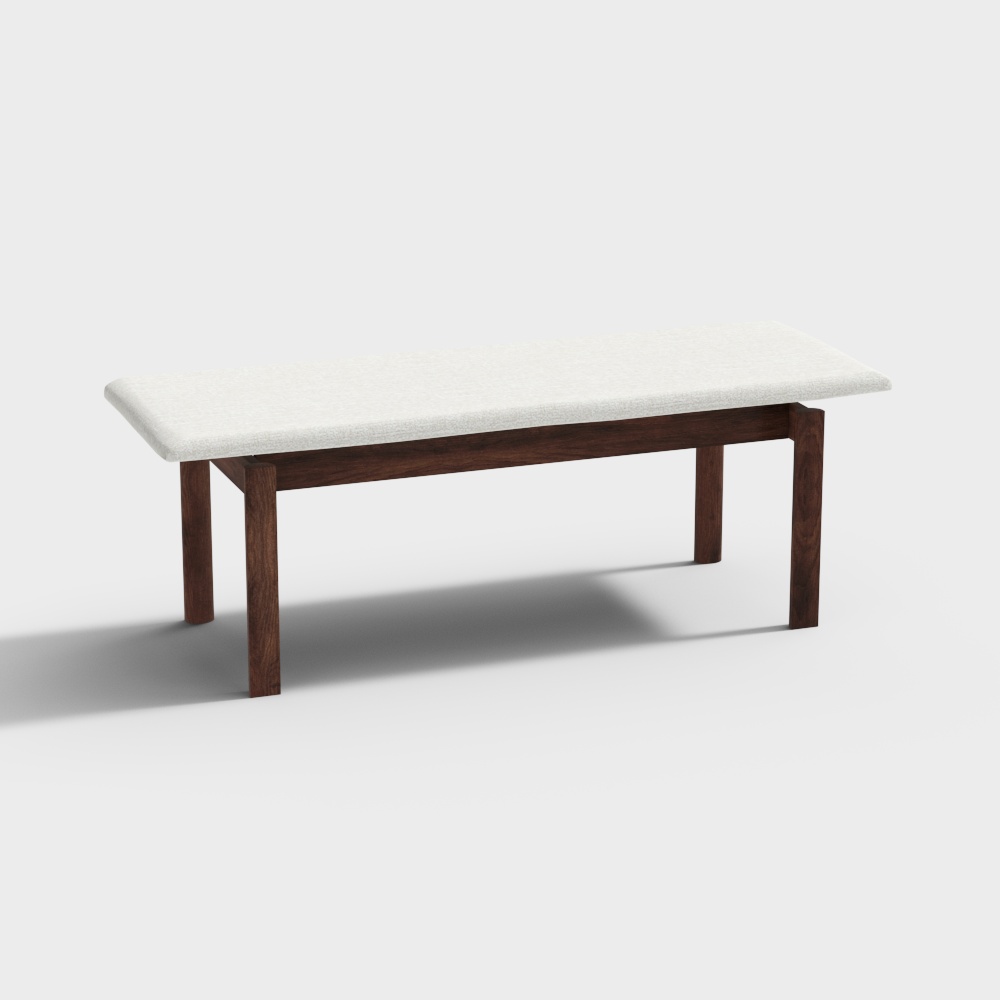 Urban Leisure Bench 3D Model – Minimalist Wood & Fabric