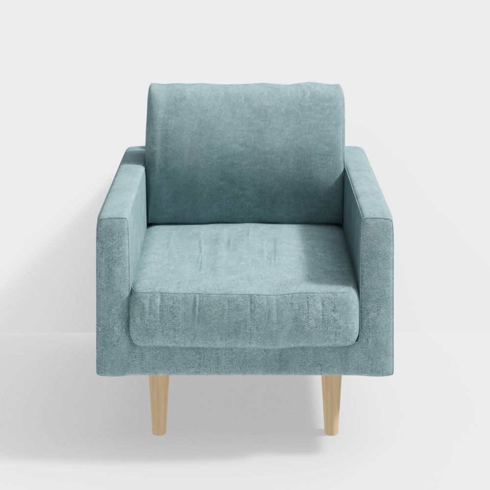 Cozy Corner Chair 3D Model – Velvet Upholstery Design