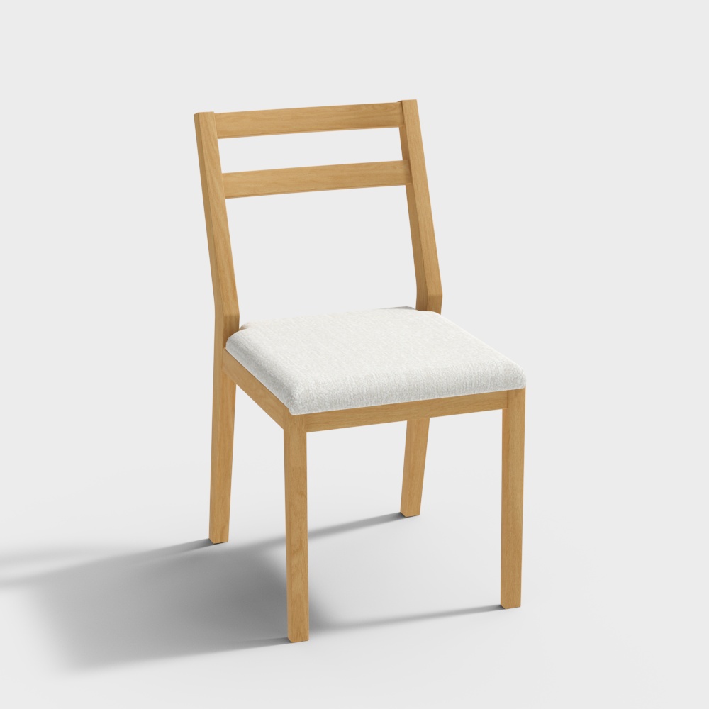 Modern Wooden Chair 3D Model – Low-Poly Natural Design