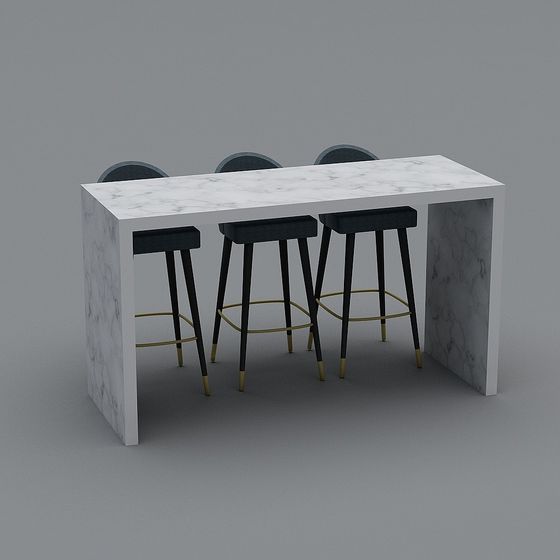 Minimalist Bar Counter and Stool 3D model