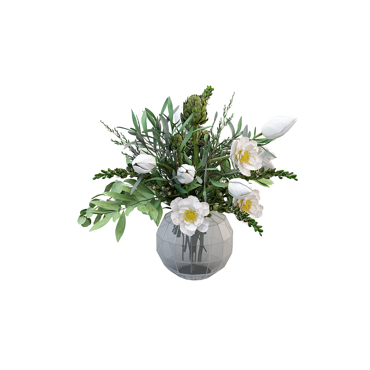 Spring Bouquet 3D Model – Low-Poly Floral Design