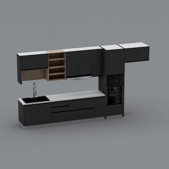 Modern Low-Poly Kitchen 3D Model Design