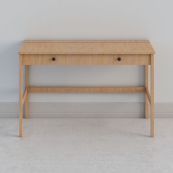 Sleek Low Polygon Wooden Desk 3D model for Creative Spaces