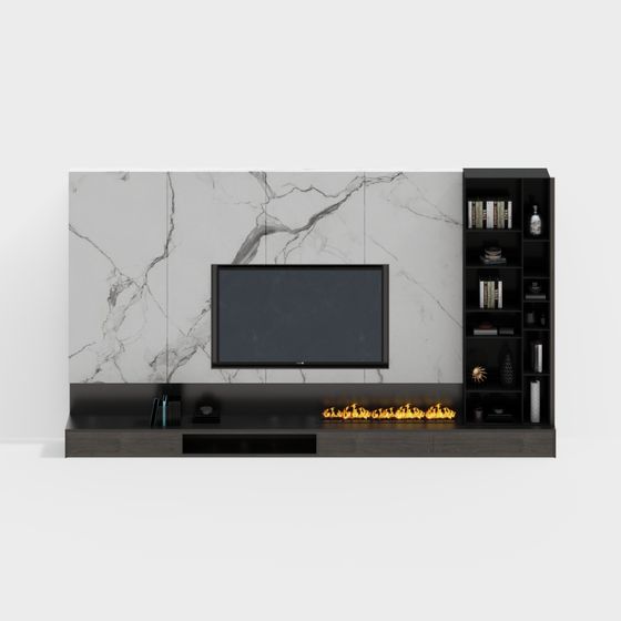 Urban Living Room Fireplace Cabinet 3D model