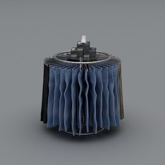 High-Detail Low-Polygon Clothing Display Rack 3D model