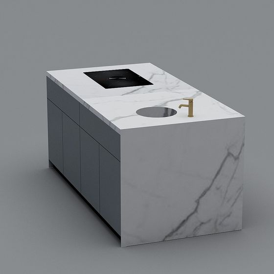 Minimalist Kitchen Island 3D model