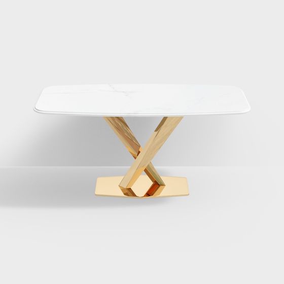 Marble and Gold Cross Table 3D model