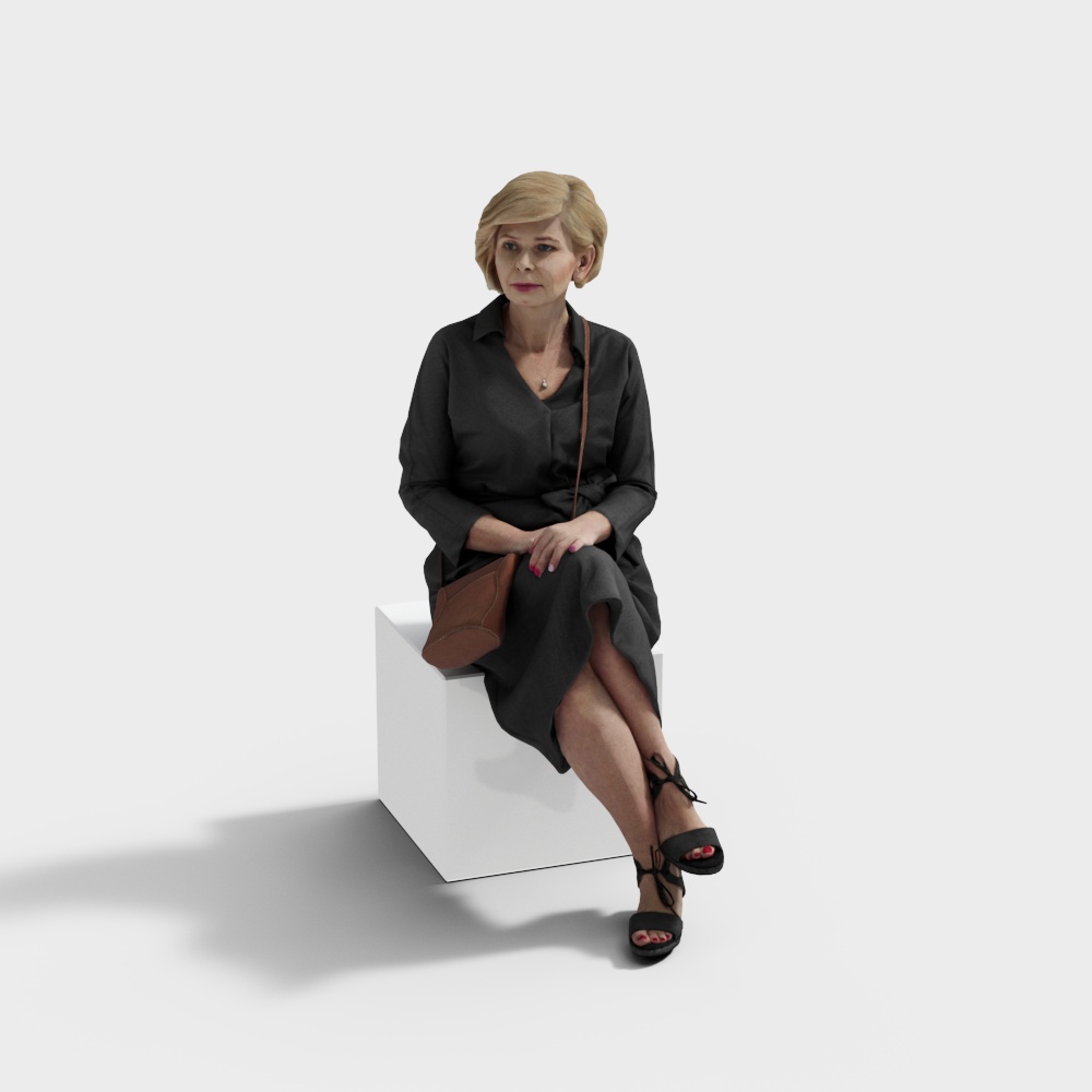 Elegant Urban Female 3D model on White Cube