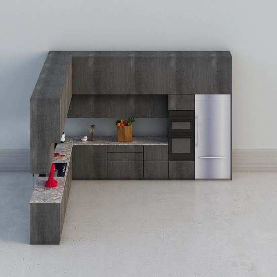 Stylish Modern Kitchen 3D model Design