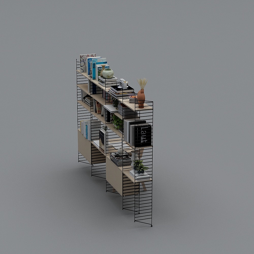 Stylish Low-Poly Bookshelf 3D model for Urban Spaces