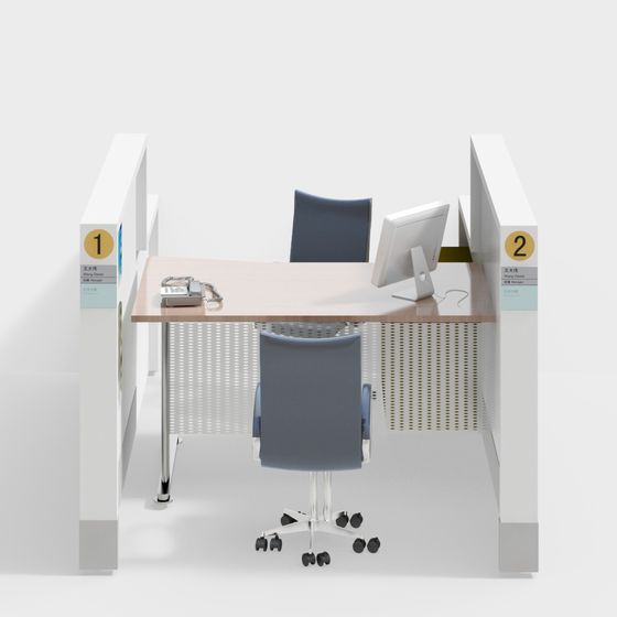 Stylish Low Poly Office Desk 3D model