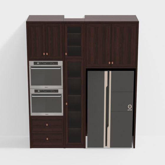Elegant Low Poly Kitchen Cabinet 3D model