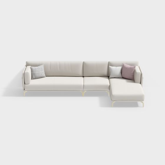 3.4m Double and Single L-Shaped Corner Sofa 3D Model