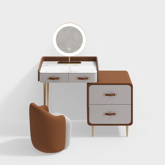 Elegant Vintage-Modern Makeup Vanity 3D model