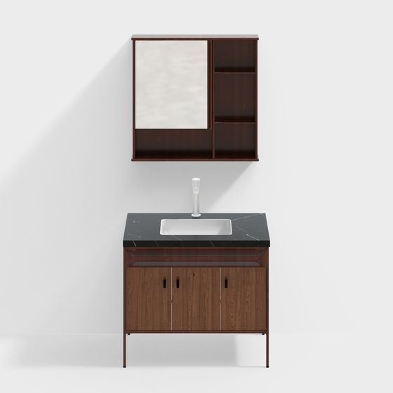 Elegant Low-Poly Bathroom Vanity 3D model