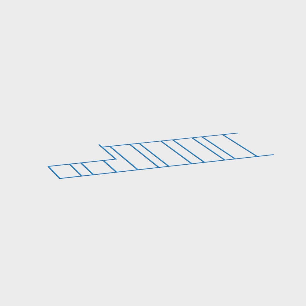 Simple blue line drawing of a ladder on light grey background