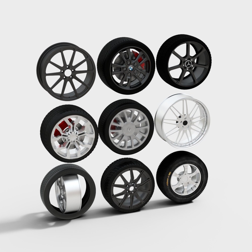 Cool Wheel Hub Set 3D Model – Automotive Design Asset