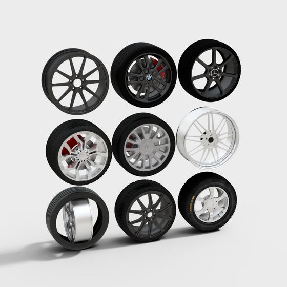 Cool Wheel Hub Set 3D model for Modern Automotive Design