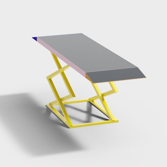 Vibrant Low-Polygon Table and Chair 3D model