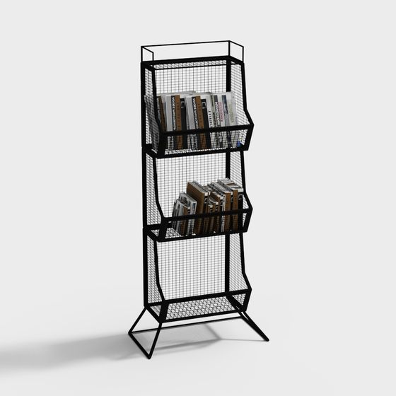 Elegant Grid Bookshelf 3D Model for Contemporary Spaces