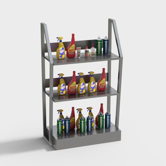 Sleek Metal Shelving Unit 3D model