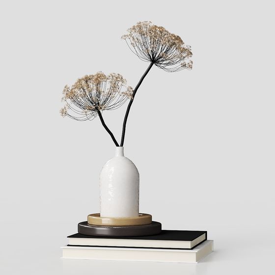 Stylish Low Polygon Dry Flower Vase 3D model