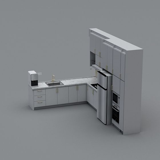 Modern Low-Polygon Kitchen Design 3D model