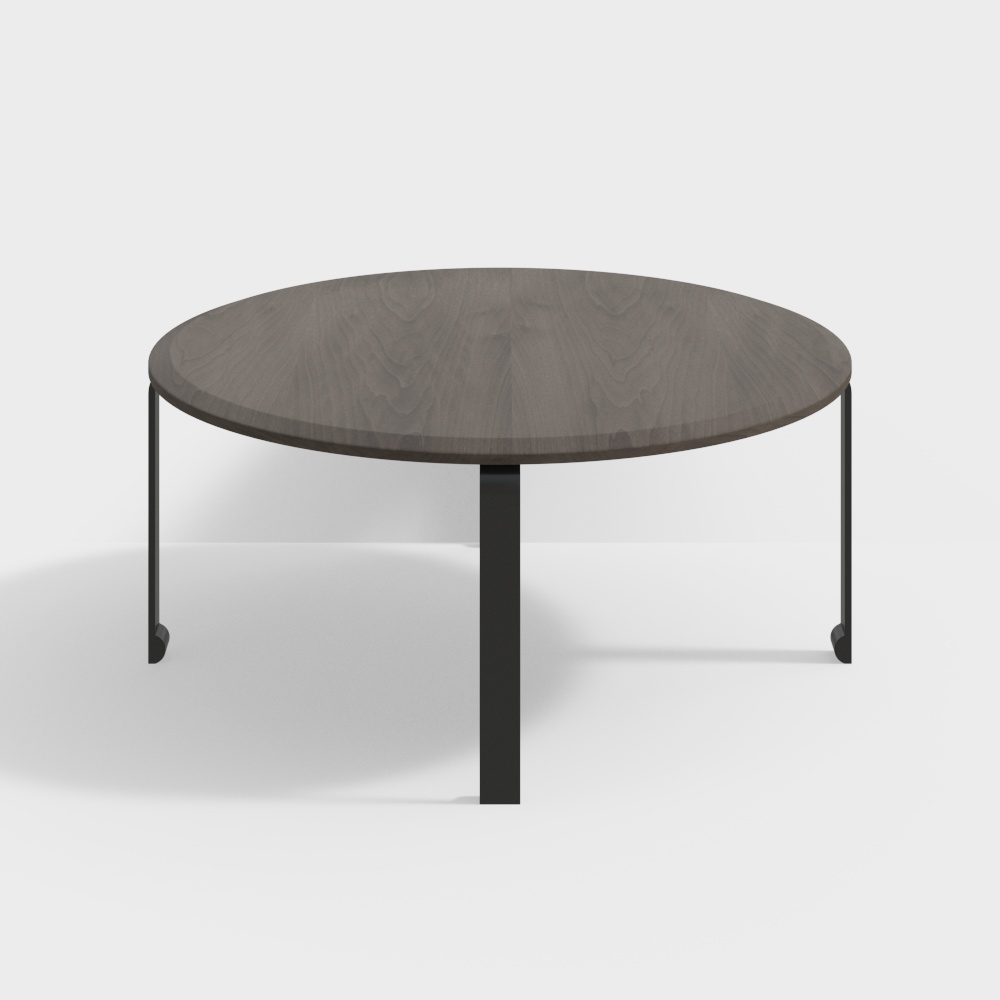 Modern Low-Polygon Round Table 3D Model – Wood & Metal