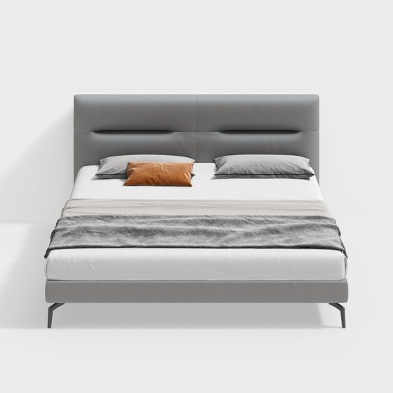 Elegant Minimalist 3D Bed Model for Modern Interiors