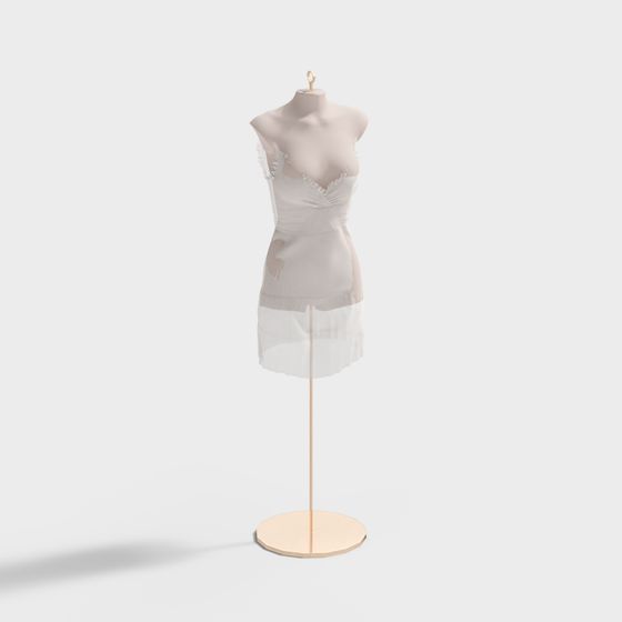Elegant 3D Model of Fashion Dress for Virtual Showcases