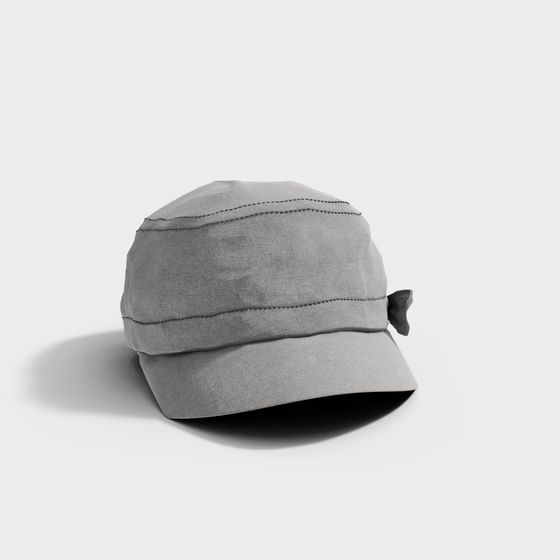 Low-Poly Gray Military Hat 3D model