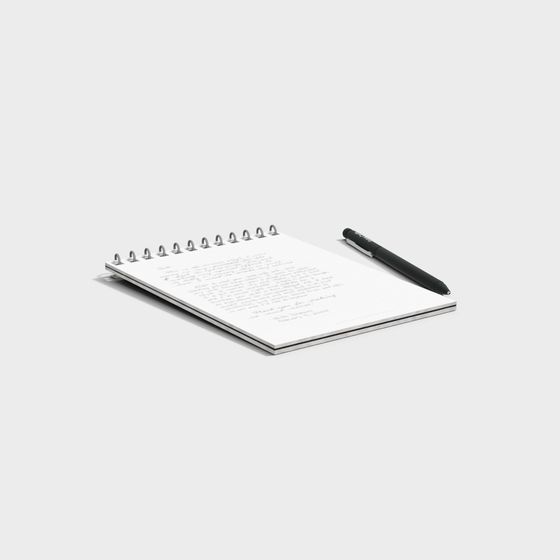 Minimalist Notebook with Pen 3D model