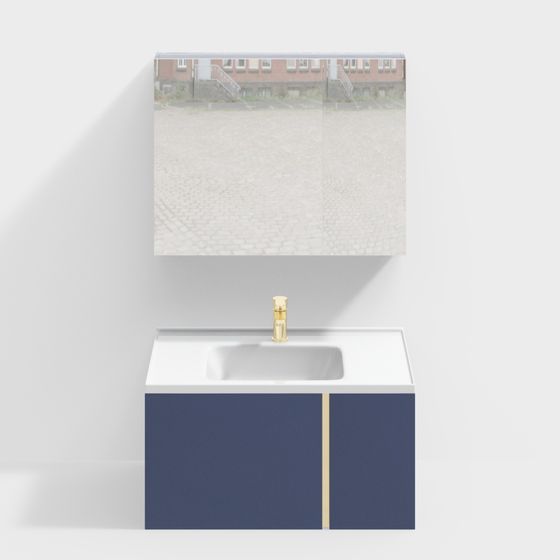 Stylish Low-Poly Bathroom Cabinet 3D model