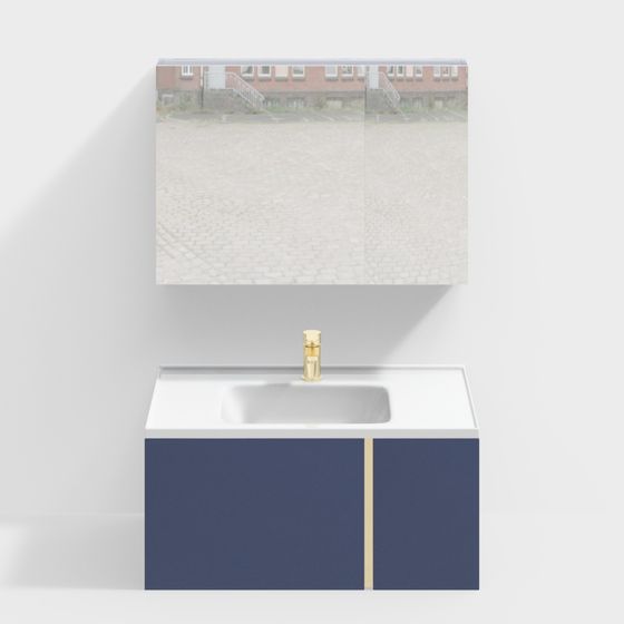 Elegant Minimalist Bathroom Vanity 3D model