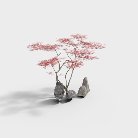 Low Poly Red Maple Tree 3D model