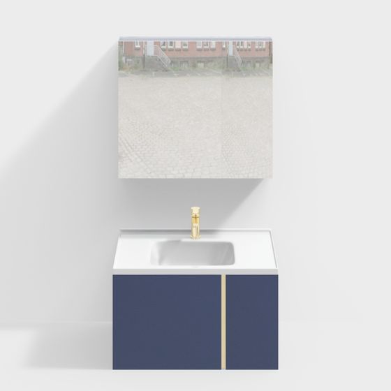Elegant Scandinavian Bathroom Vanity 3D model