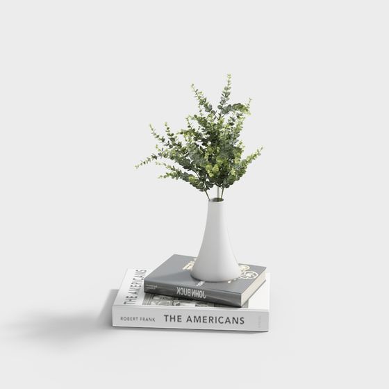 Stylish Minimalist Vase with Green Plant 3D model