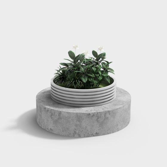 Chic Low Poly Concrete Planter 3D model