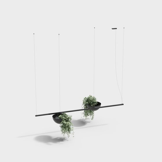 Hanging Plant Pendant Lamp 3D model: The Art of Balance