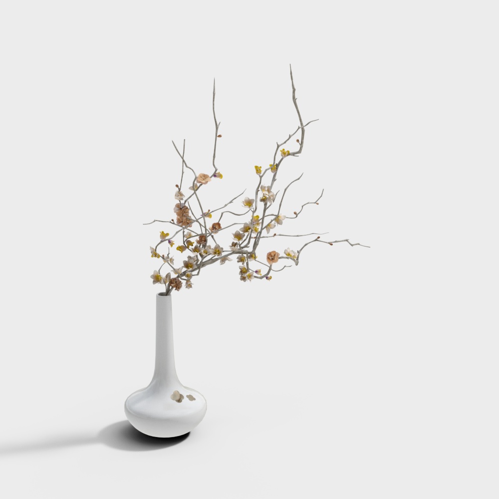 Flower dry branches-1 white vase